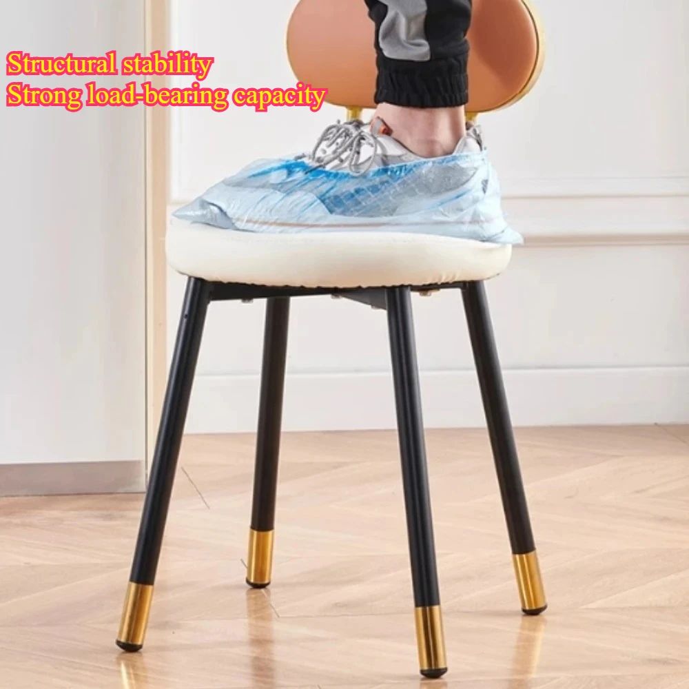 Light Luxury Upholstered Dining Chair Modern Metal Frame Dressing Accent Chair 1