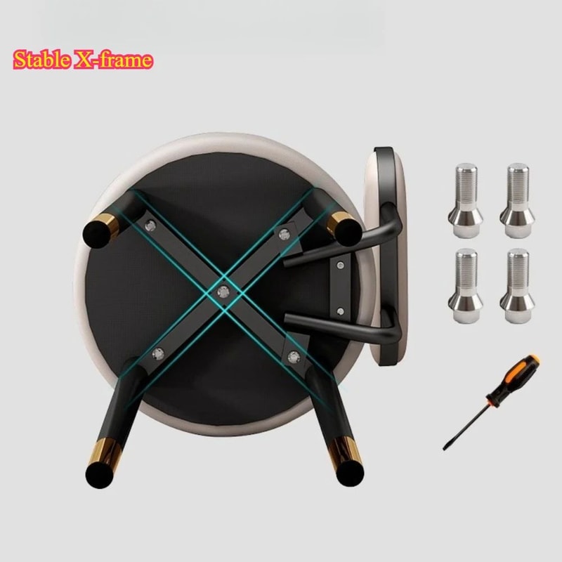 Light Luxury Upholstered Dining Chair Modern Metal Frame Dressing Accent Chair 4