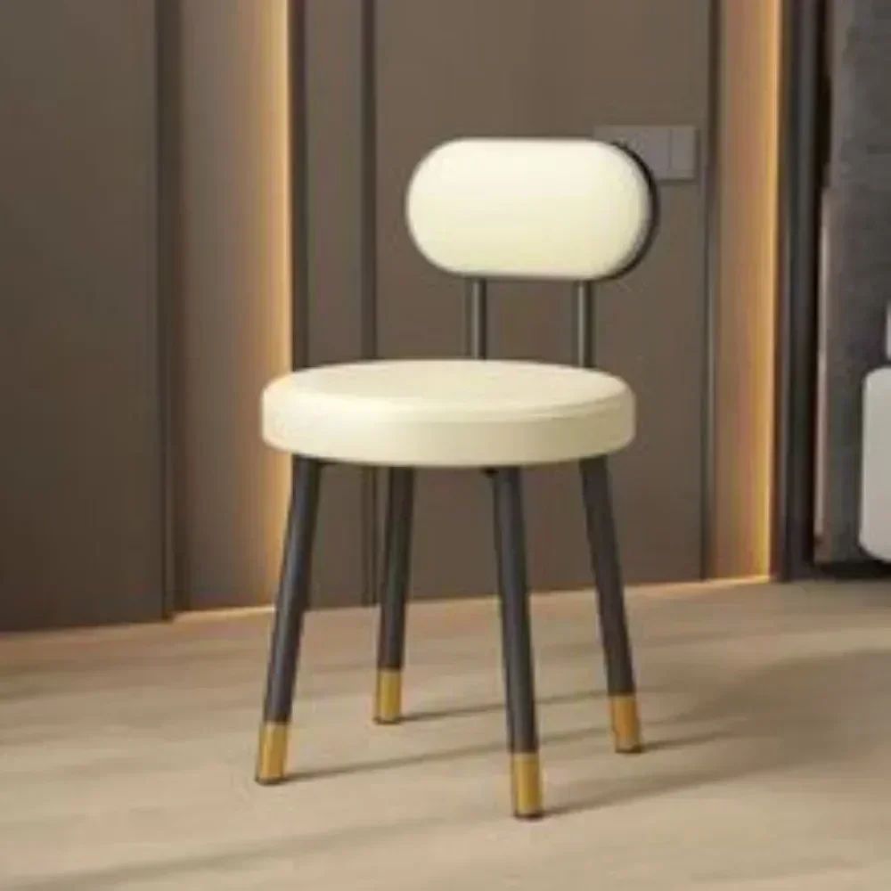 Light Luxury Upholstered Dining Chair Modern Metal Frame Dressing Accent Chair 3