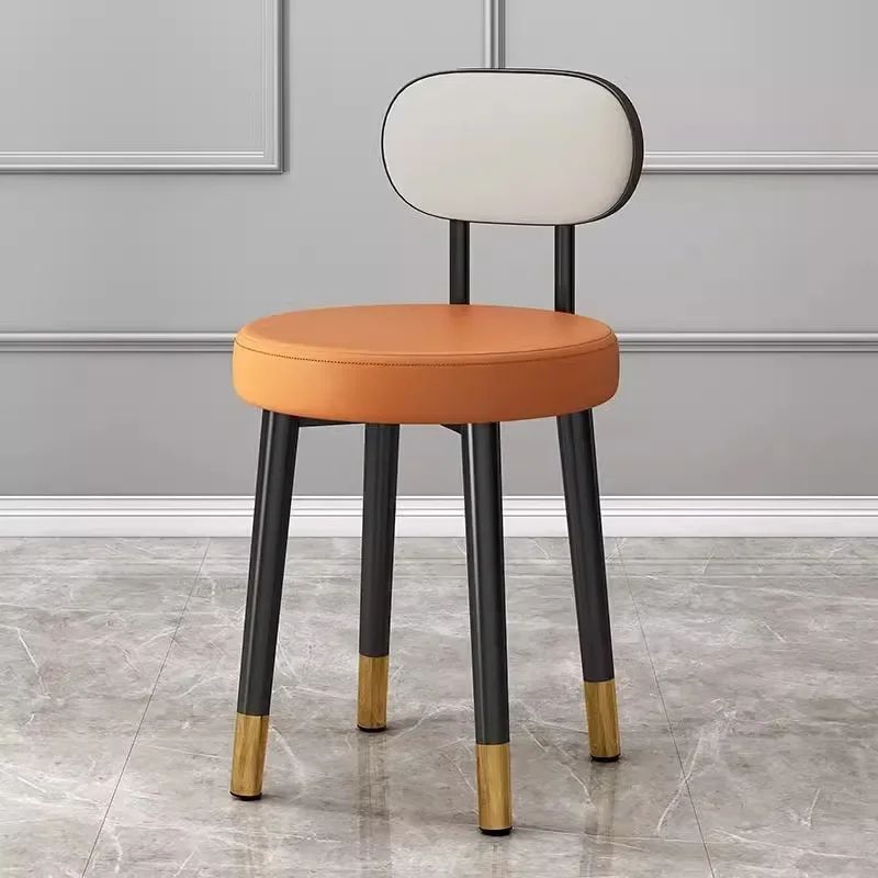 Light Luxury Upholstered Dining Chair Modern Metal Frame Dressing Accent Chair 8