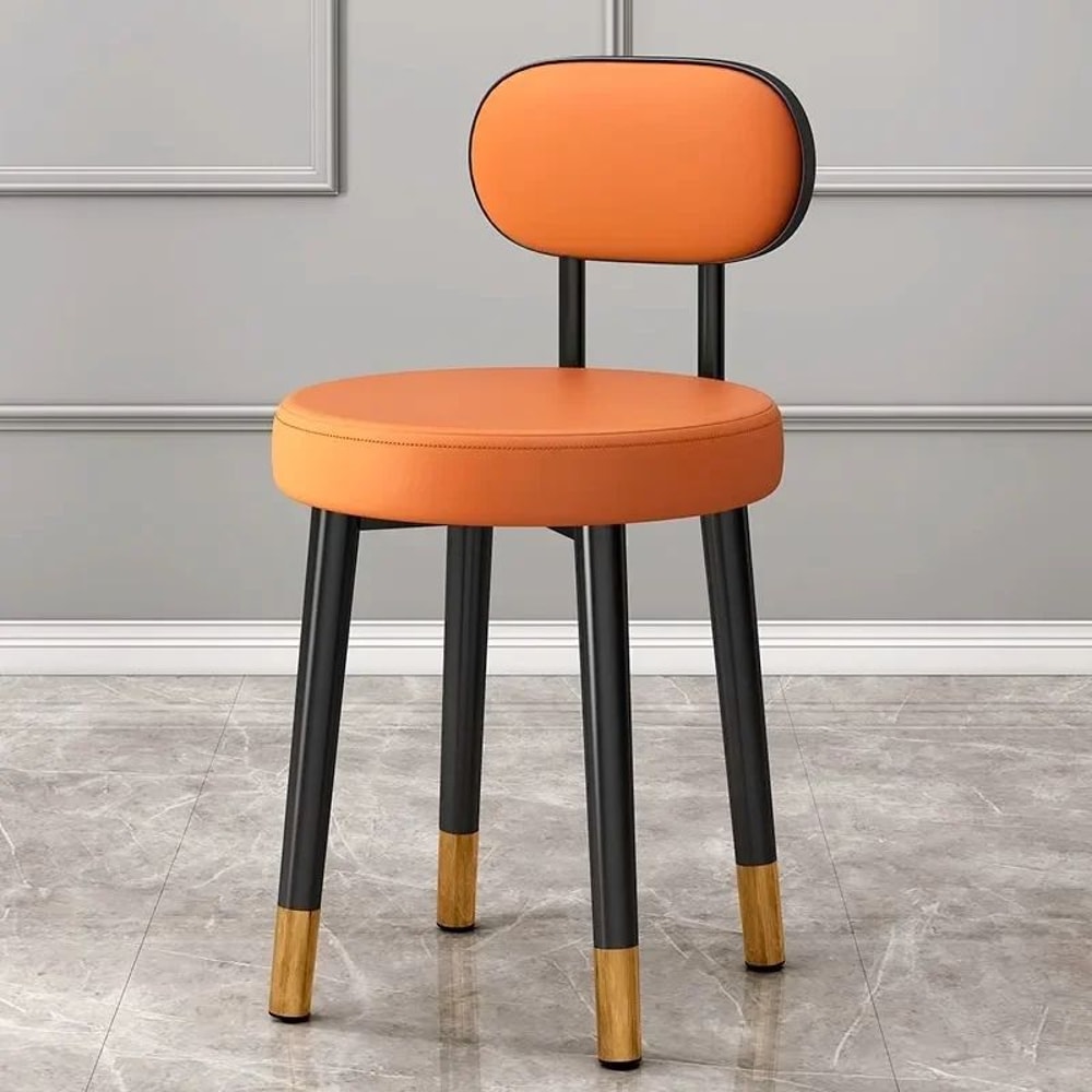 Light Luxury Upholstered Dining Chair Modern Metal Frame Dressing Accent Chair 9