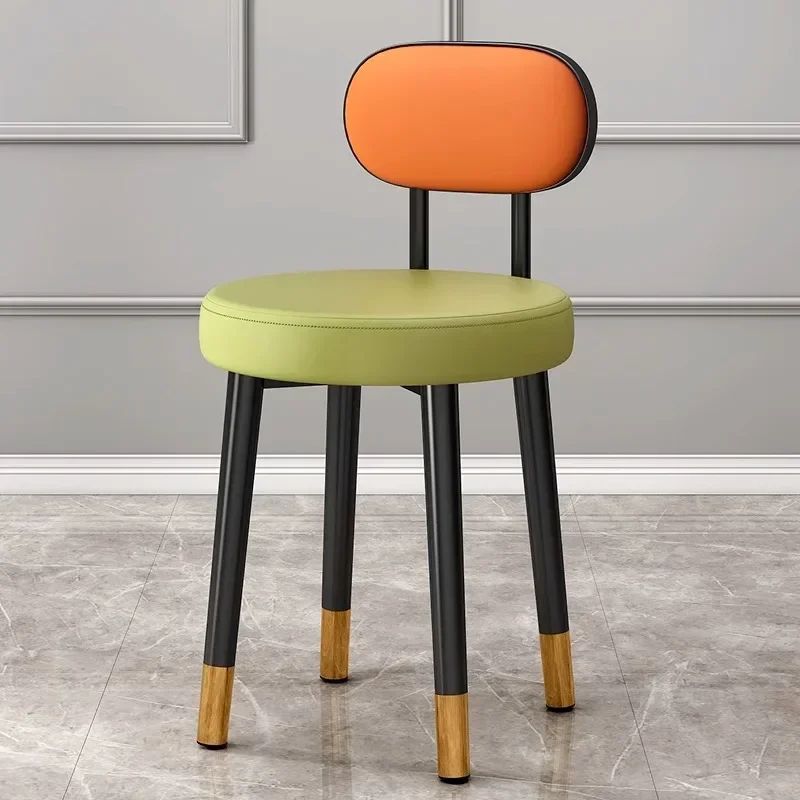 Light Luxury Upholstered Dining Chair Modern Metal Frame Dressing Accent Chair 10