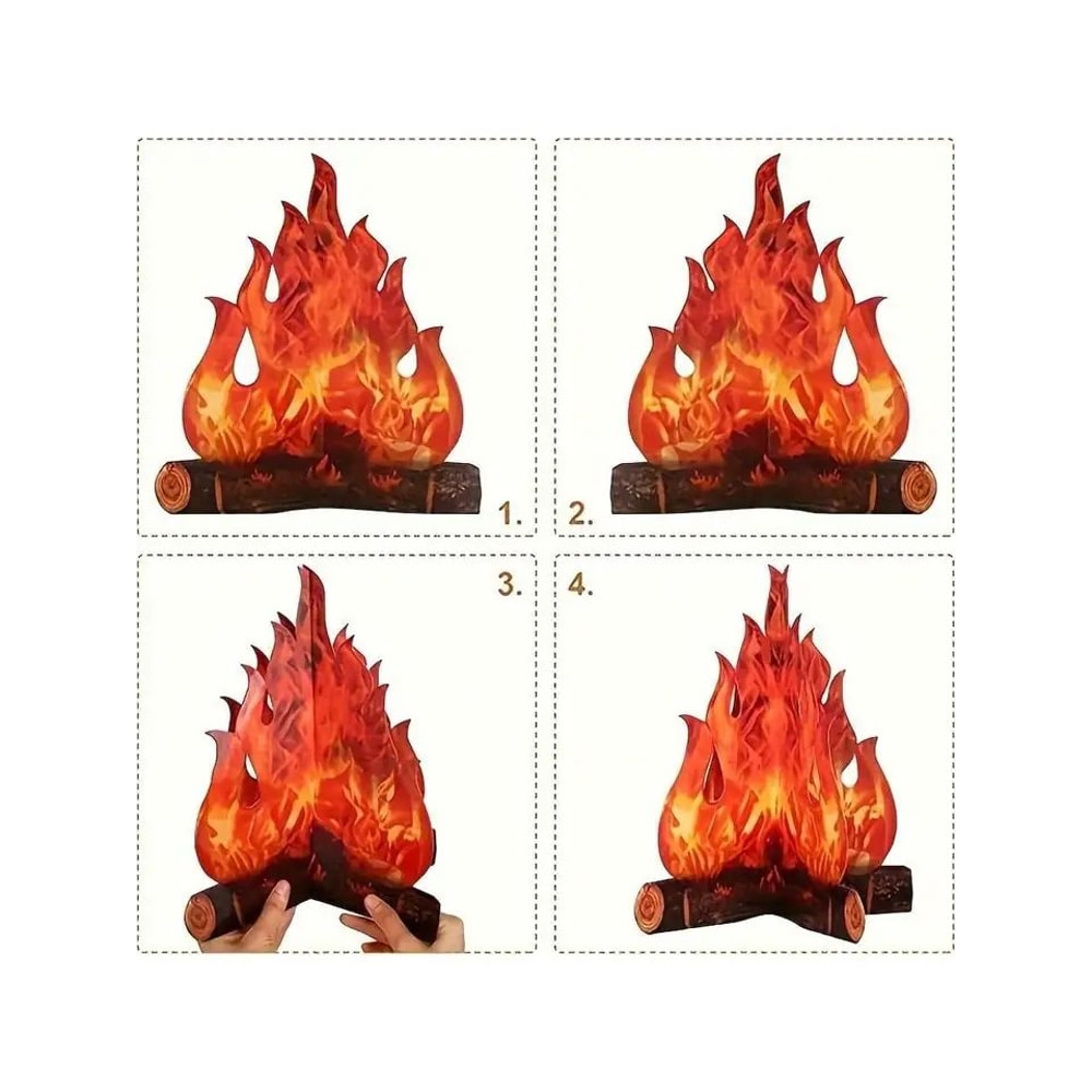 3D Halloween Cardboard Bonfire Centerpiece Artificial Fire Fake Flame Decoration 4