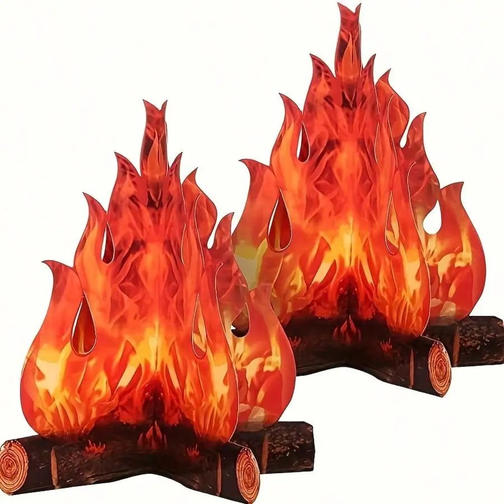 3D Halloween Cardboard Bonfire Centerpiece Artificial Fire Fake Flame Decoration 5