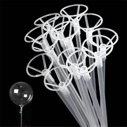 15.75 in clear bobo balloon sticks with cups – long transparent balloon holders for birthday & graduation