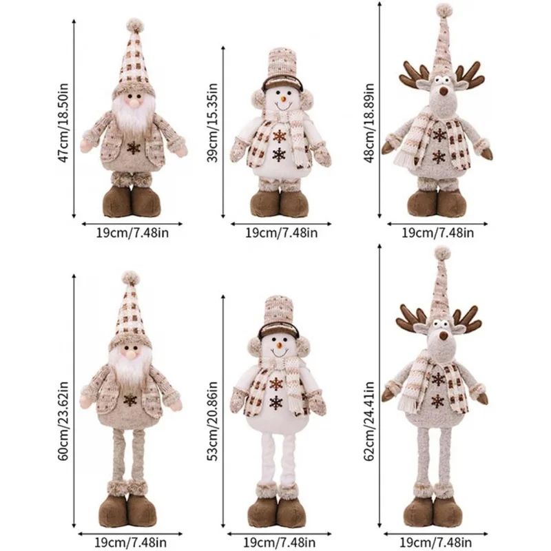Adjustable Extendable Christmas Plush Dolls Santa Snowman Reindeer Tabletop Decorations 1