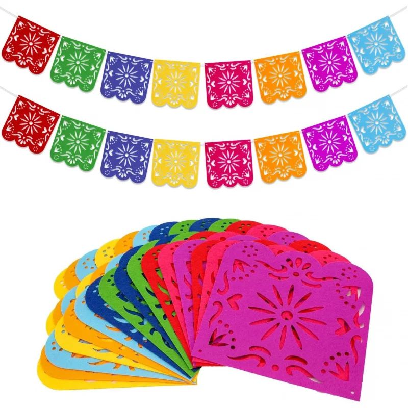 Colorful Dia De Los Muertos Papel Picado Banner Mexican Party Carnival Decoration 0