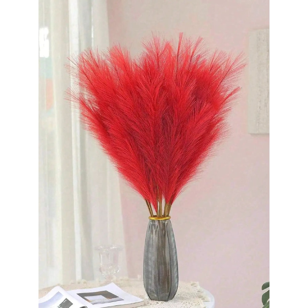 Red Artificial Reeds 2165 In Tall Plush Faux Pampas Grass Branches For Wedding Party Decor 3
