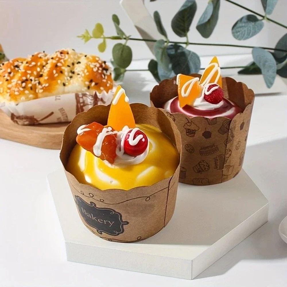 HeatResistant Kraft Paper Muffin Cups 50 Pcs Premium Baking Serving Liners 5