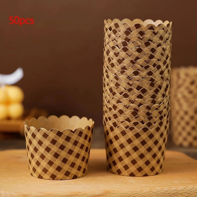 HeatResistant Kraft Paper Muffin Cups 50 Pcs Premium Baking Serving Liners 7