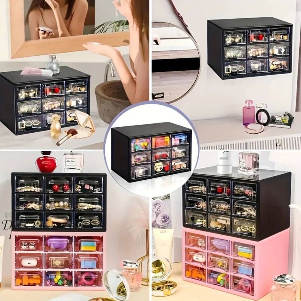 Dustproof MultiGrid Desktop Drawer Organizer Box Portable Jewelry Cosmetics Storage Case 1