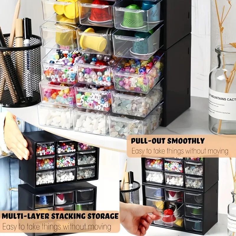 Dustproof MultiGrid Desktop Drawer Organizer Box Portable Jewelry Cosmetics Storage Case 2