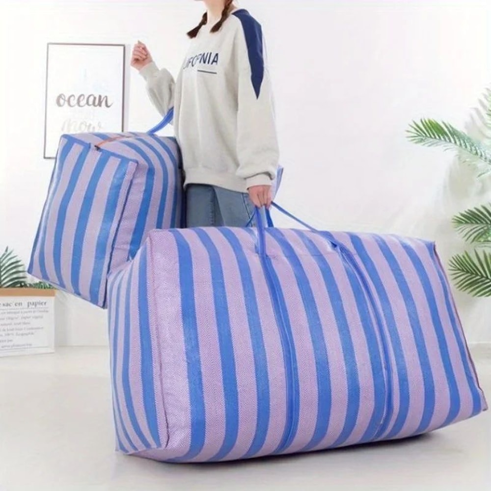 476Gal Extra Large Car Travel Storage Duffel Bag Thickened Blue White Nylon Portable Moving Organ 1