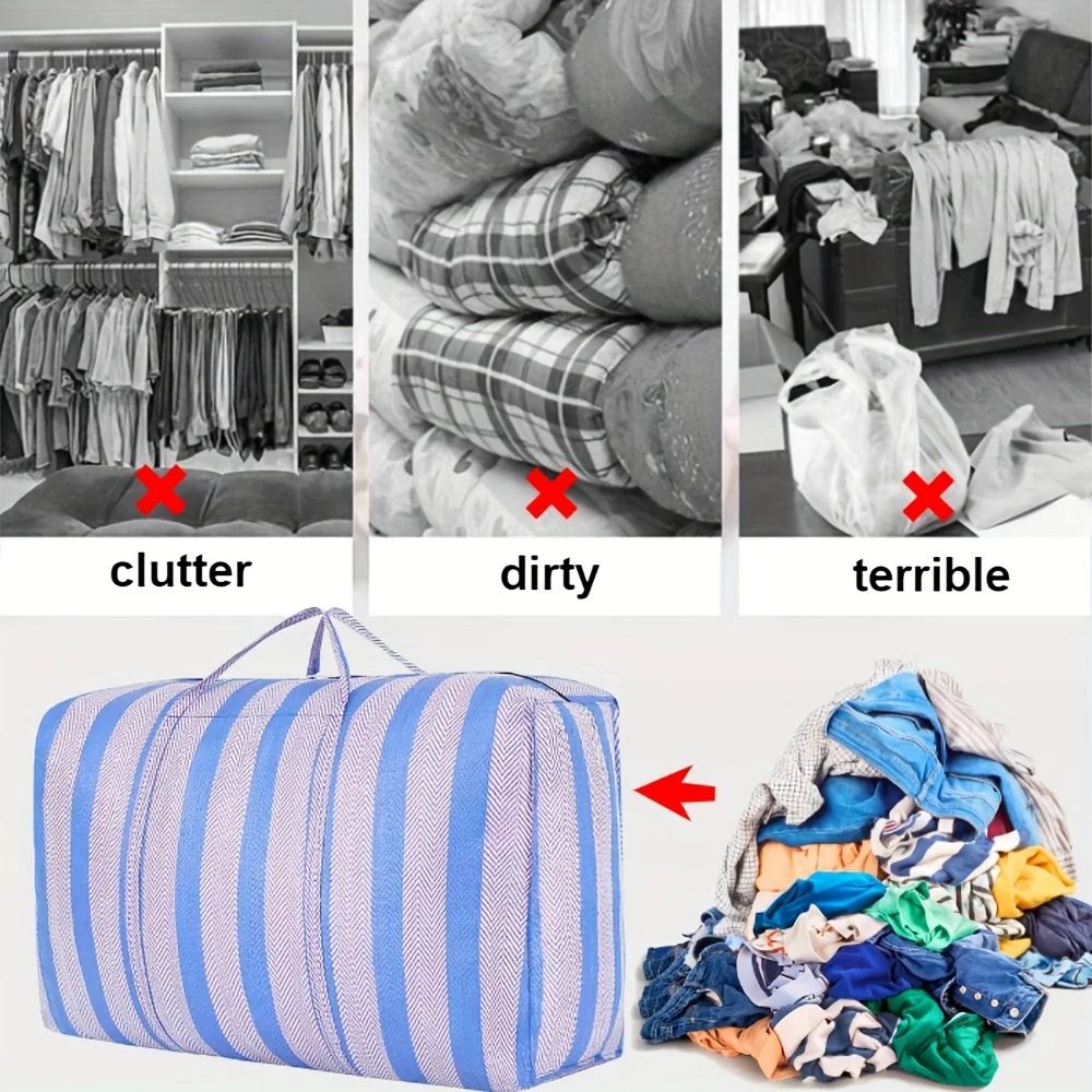 476Gal Extra Large Car Travel Storage Duffel Bag Thickened Blue White Nylon Portable Moving Organ 4