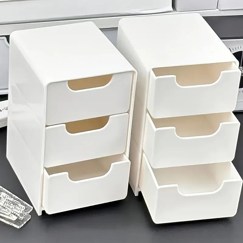 Mini Chic 3Tier Desk Drawer Organizer Compact Office Supplies Jewelry Cosmetics Storage Solution 0
