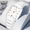 LIGE Elegant Square Womens Quartz Watch Luxury Ceramic Stainless Calendar Ladies Wristwatch 5