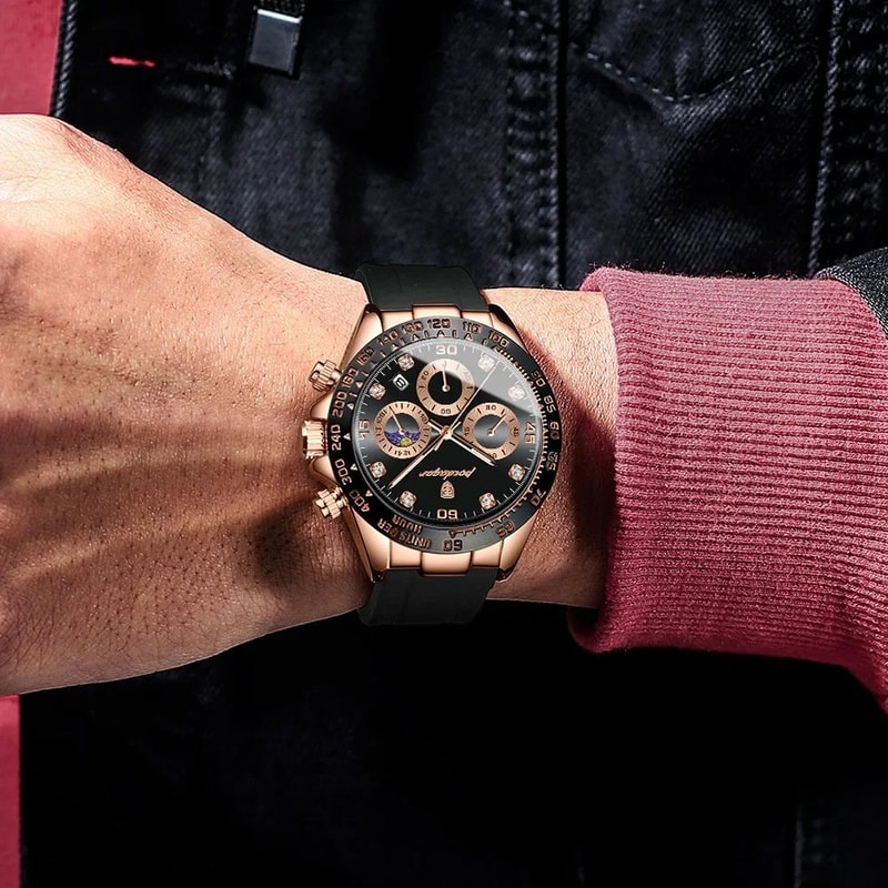 POEDAGAR Luxury Military Chronograph Mens Watch Waterproof Luminous Quartz Wristwatch With Date 5