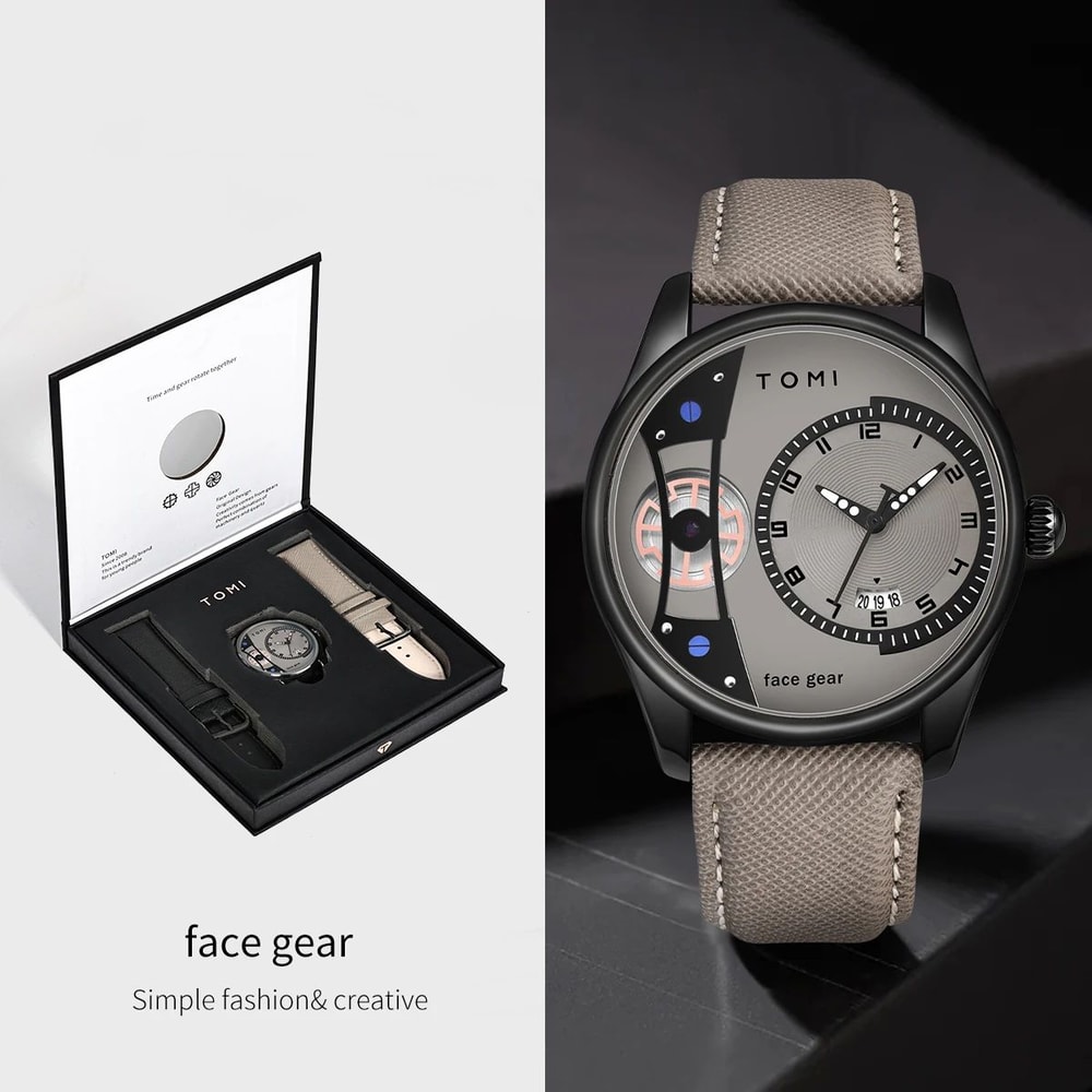 TOMI Executive Minimalist Mens Quartz Watch Gift Set With Double Detachable Straps 7