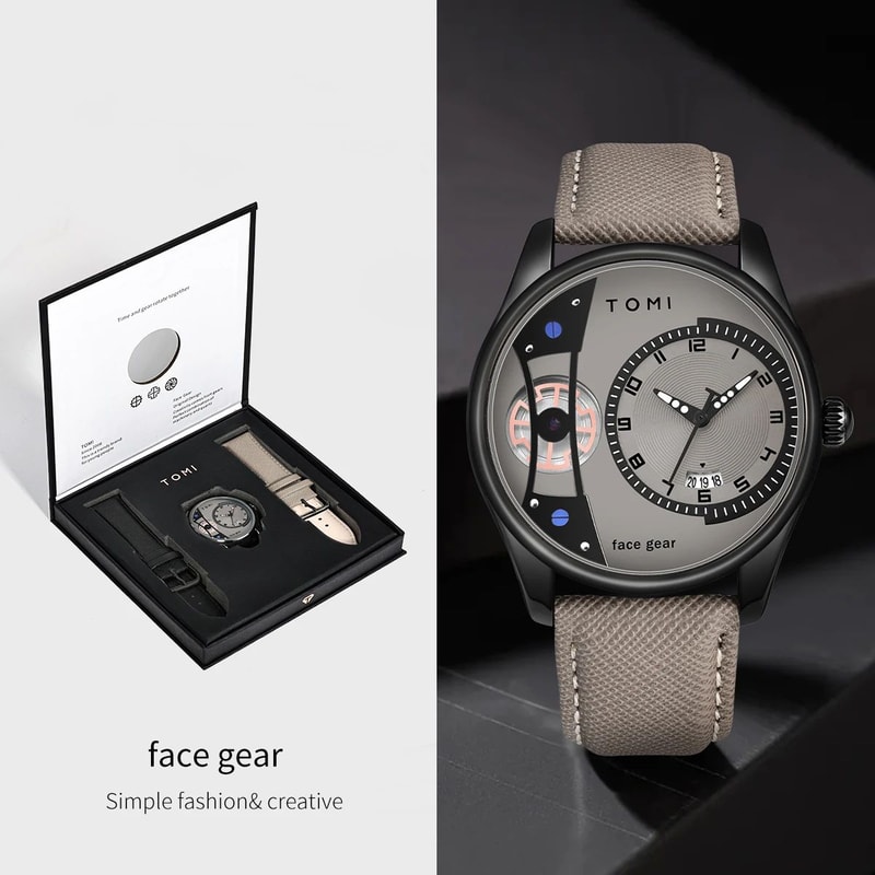 TOMI Executive Minimalist Mens Quartz Watch Gift Set With Double Detachable Straps 7