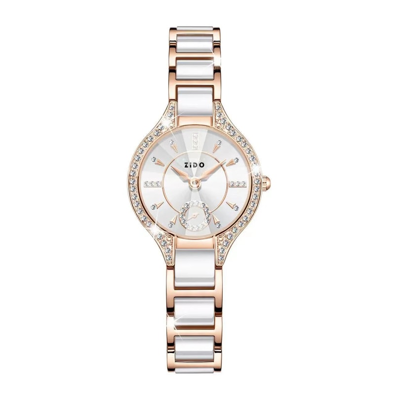 Retro Luxe Diamond Inlaid Womens Waterproof Stainless Steel Quartz Watch 5