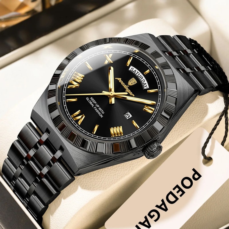 POEDAGAR 675 Luxury Stainless Steel Mens Quartz Watch With Luminous Week Date Display 16