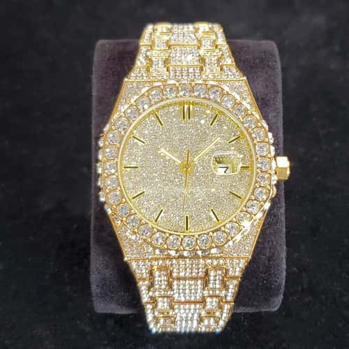 UNIGUET DA04 Iced Out Gold Diamond Men's Luxury Quartz Watch – Stainless Steel Hip Hop Style