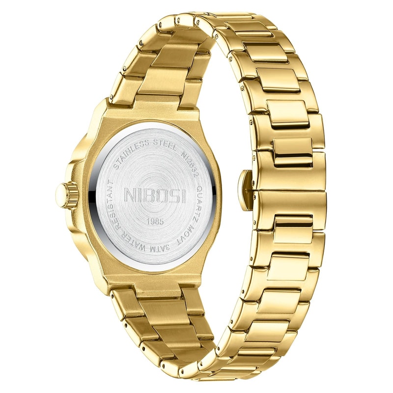 NIBOSI 2632 Luxury Sport Chronograph Mens Quartz Watch 98ft Waterproof Stainless Steel 1