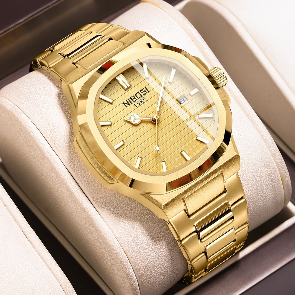 NIBOSI 2632 Luxury Sport Chronograph Mens Quartz Watch 98ft Waterproof Stainless Steel 4