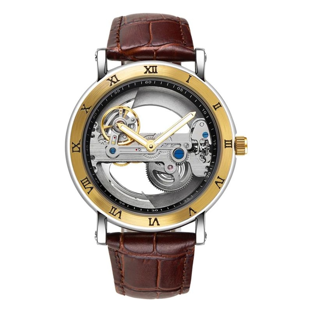 YASHIDUN 1009 Golden Bridge Skeleton Automatic Mens Mechanical Watch 7