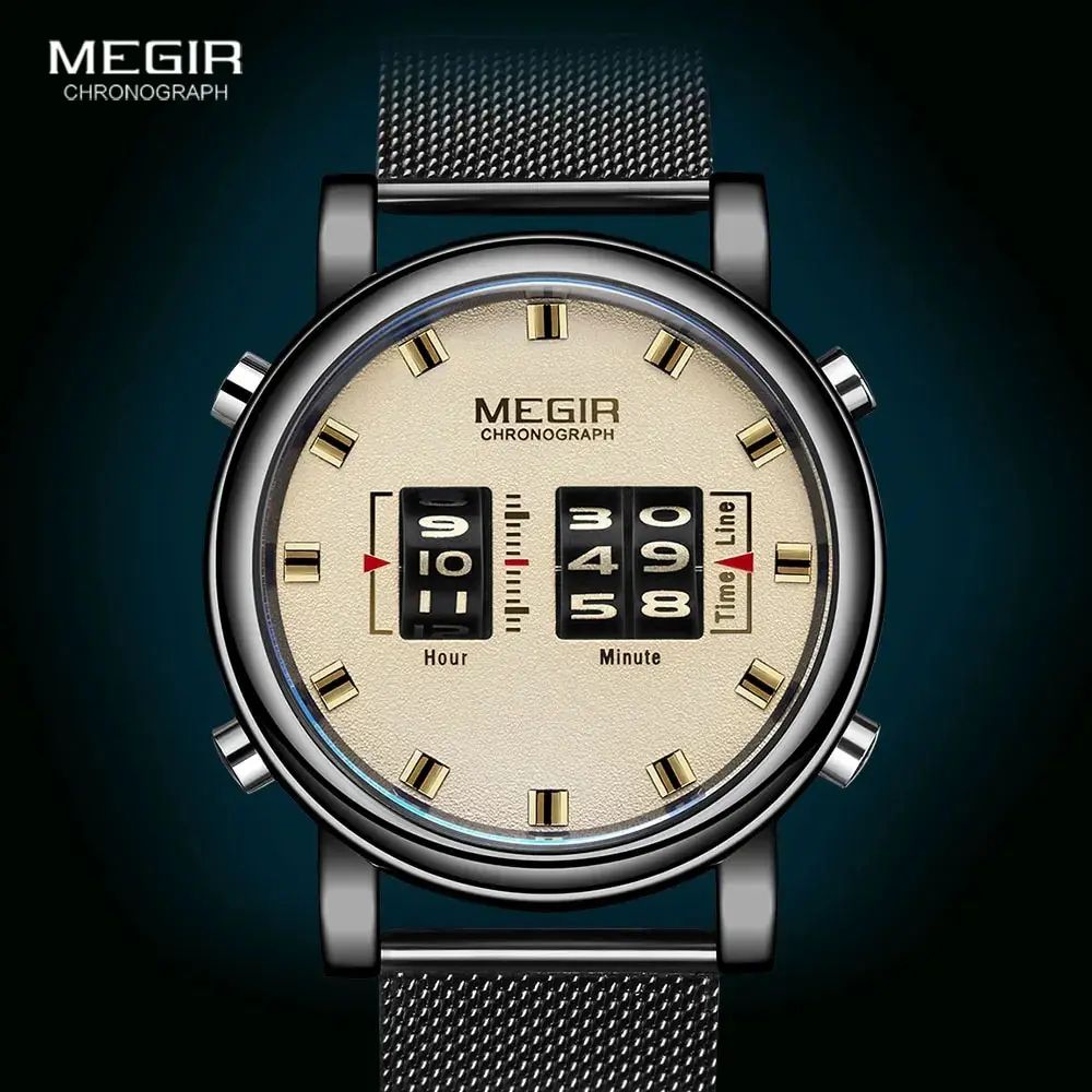 MEGIR 2137 Military Sport Roller Pointer Mens Quartz Watch With Leather Strap 0