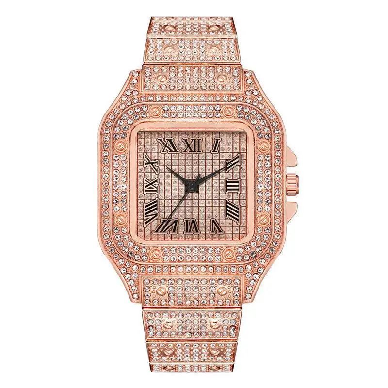 TVK CK1362 Luxury Gold Diamond Unisex Rectangle Quartz Watch 1