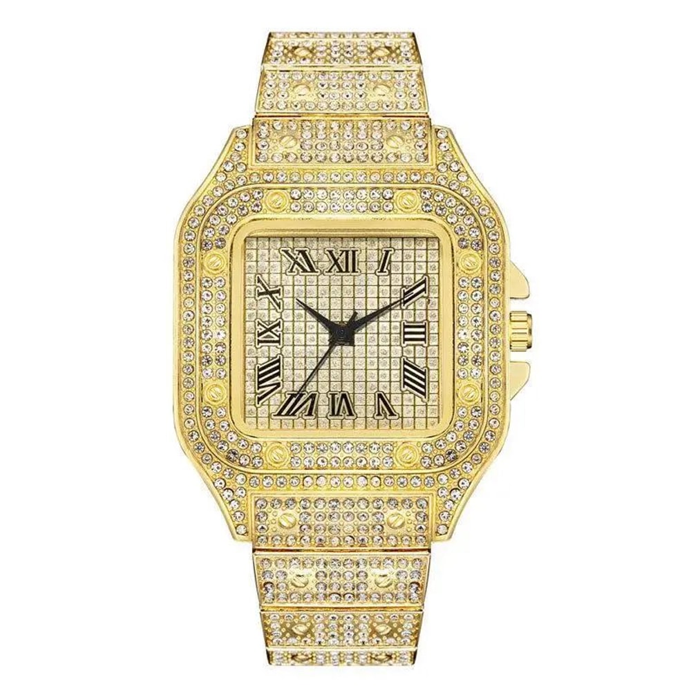 TVK CK1362 Luxury Gold Diamond Unisex Rectangle Quartz Watch 6