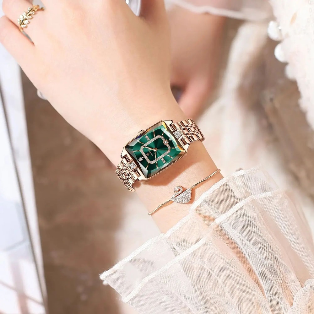 POEDAGAR Luxury Waterproof Rectangle Womens Quartz Watch With Calendar 5