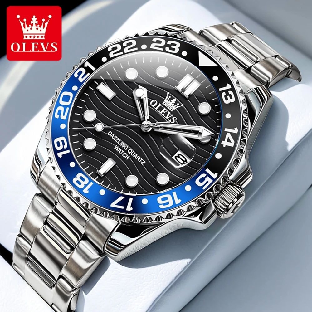 OLEVS 3610 Luxury Waterproof Stainless Steel Mens Quartz Watch With Luminous Calendar 9