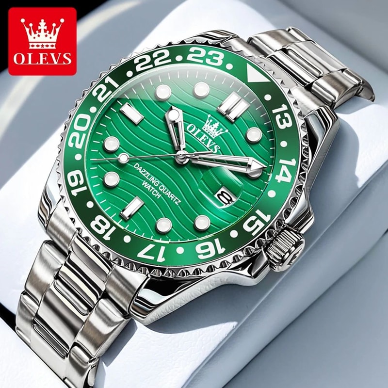 OLEVS 3610 Luxury Waterproof Stainless Steel Mens Quartz Watch With Luminous Calendar 10