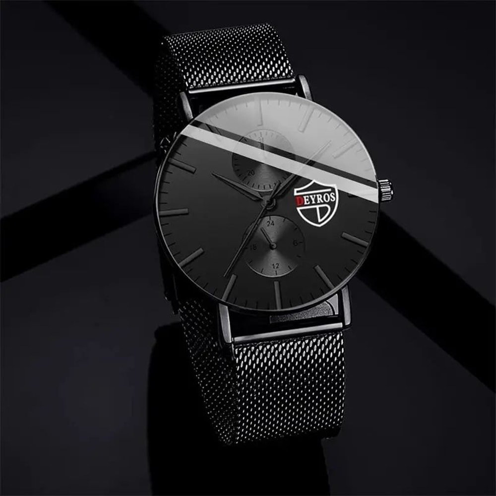 UltraThin Black Stainless Steel Mesh Mens Quartz Business Watch 2