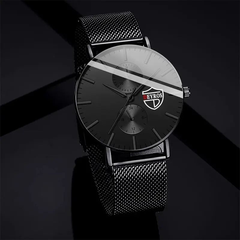 UltraThin Black Stainless Steel Mesh Mens Quartz Business Watch 2