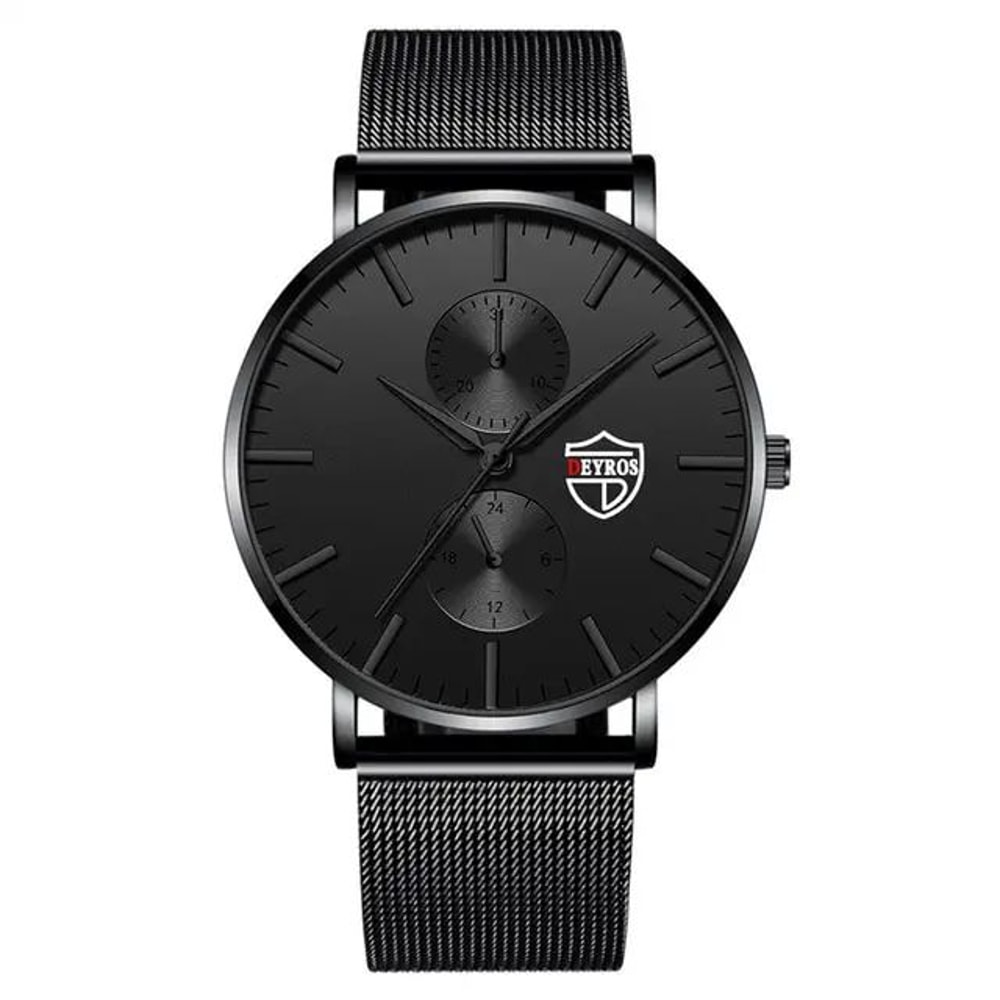 UltraThin Black Stainless Steel Mesh Mens Quartz Business Watch 6