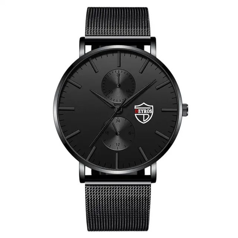 UltraThin Black Stainless Steel Mesh Mens Quartz Business Watch 6