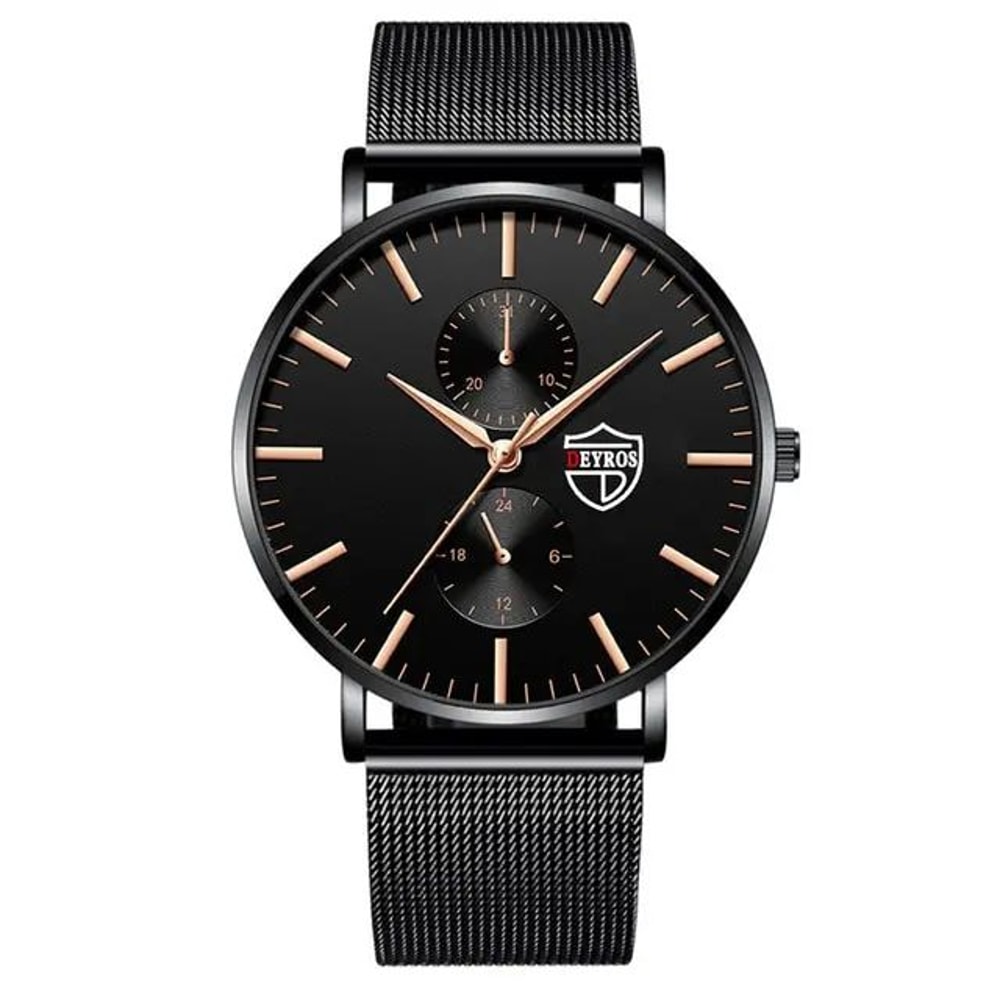 UltraThin Black Stainless Steel Mesh Mens Quartz Business Watch 7