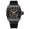 Barrel Hollow Luminous Mens Quartz Watch With Calendar Tonneau Sport Design 6
