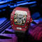 WLISTH Barrel Skeleton Automatic Mens Mechanical Watch With Luminous Dial 0