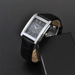 vintage square leather quartz watch for men & women