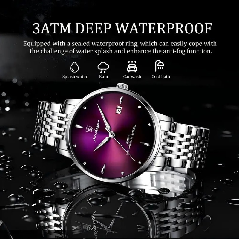 POEDAGAR Smart Casual Waterproof Stainless Steel Mens Quartz Watch 1