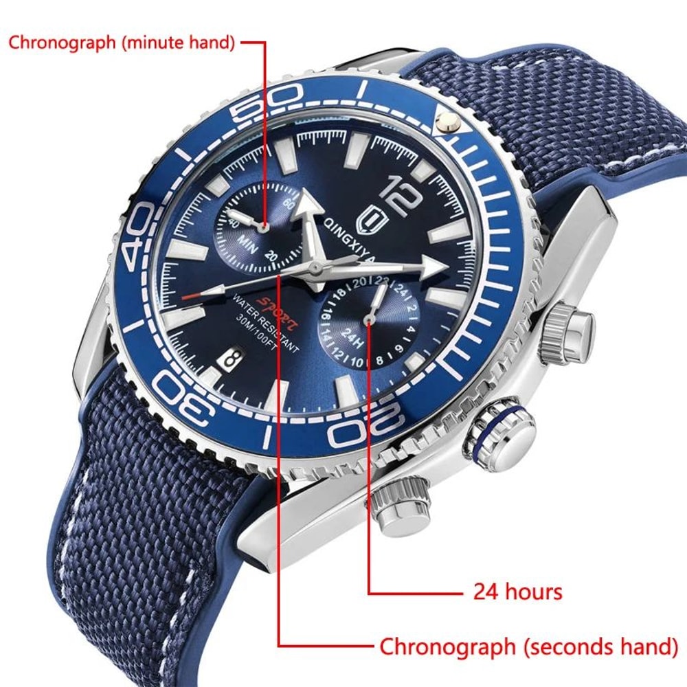 QINGXIYA Luxury Multifunction Chronograph Mens Quartz Watch With Rotatable Bezel 2