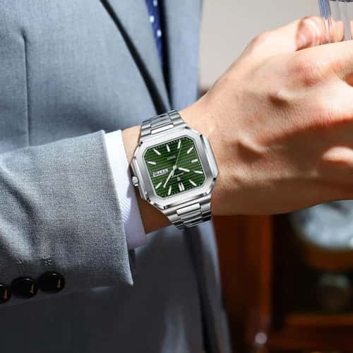 POEDAGAR Luxury Square Waterproof Men's Quartz Watch with Luminous Date & Week