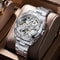 Luxury Skeleton Automatic Mens Tonneau Watch Waterproof Stainless Steel 0