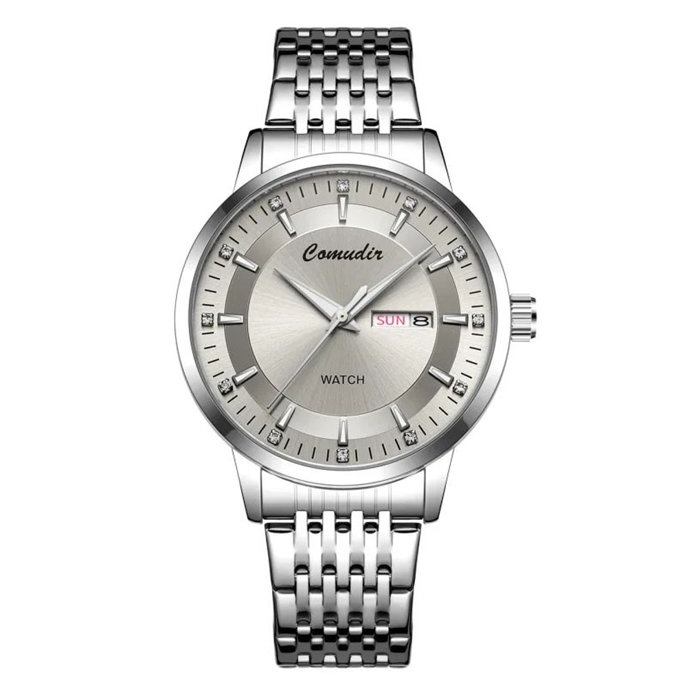 Dual Calendar Hollow Dial Mens Quartz Watch Tungsten Steel Waterproof 5