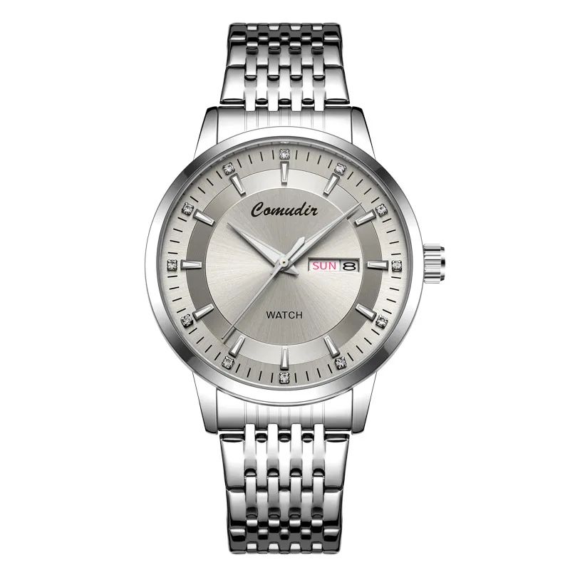 Dual Calendar Hollow Dial Mens Quartz Watch Tungsten Steel Waterproof 5