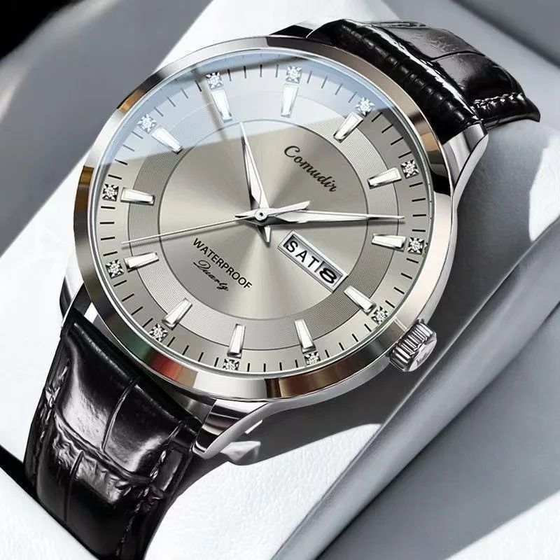Dual Calendar Hollow Dial Mens Quartz Watch Tungsten Steel Waterproof 6